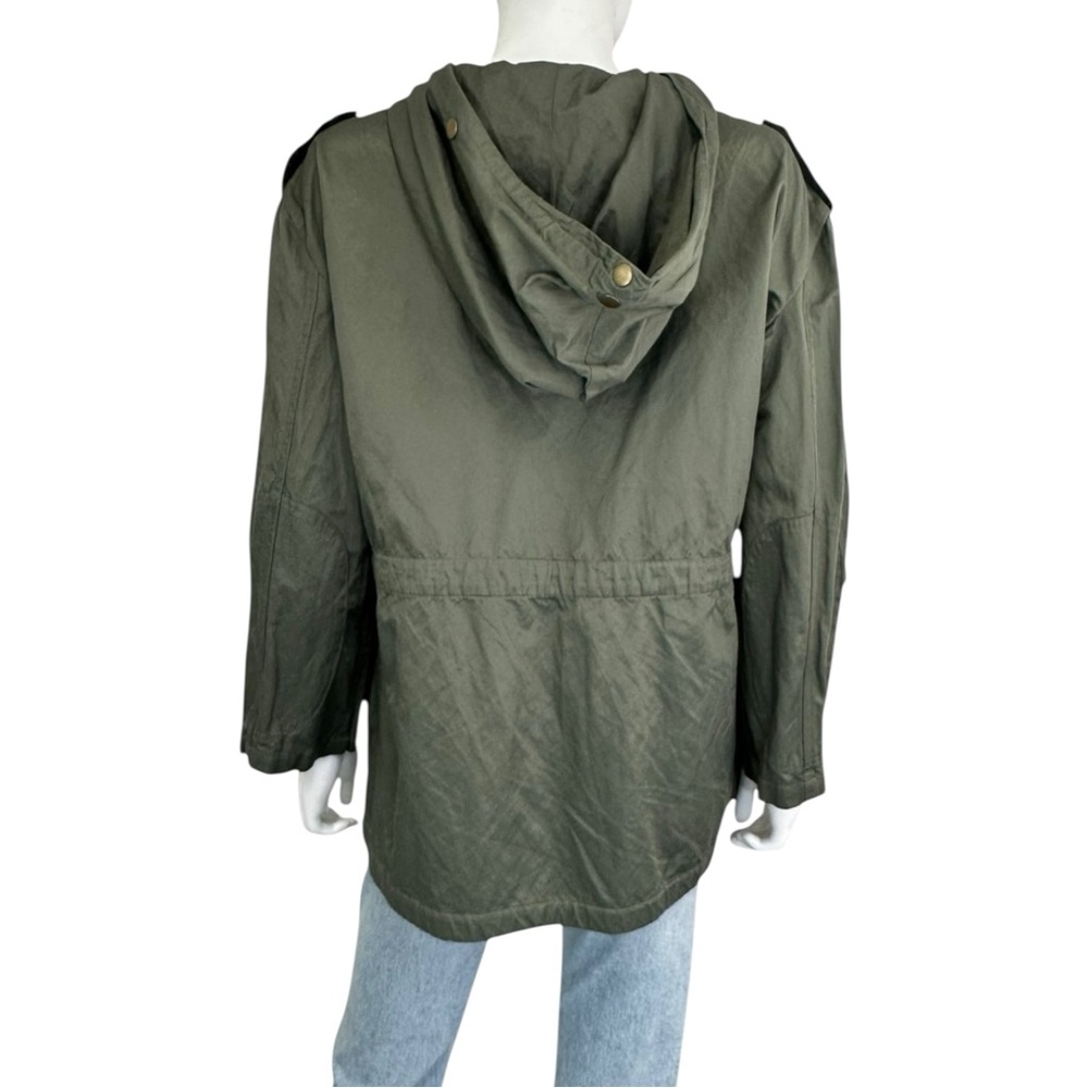 Joie Green Utility Hooded Rain Jacket Size L D0309 - Picture 3 of 14